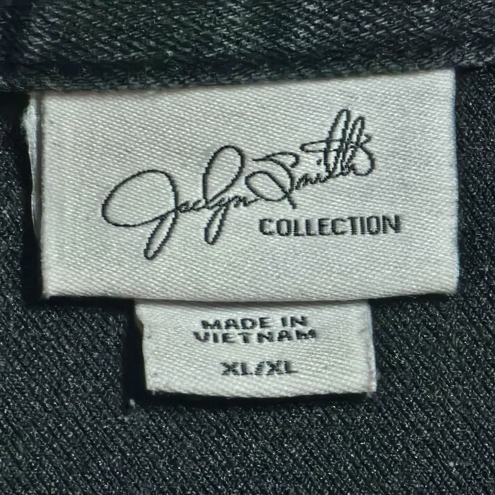 Jaclyn Smith Collection Denim Jacket Button Front‎ Black Jean Jacket XL